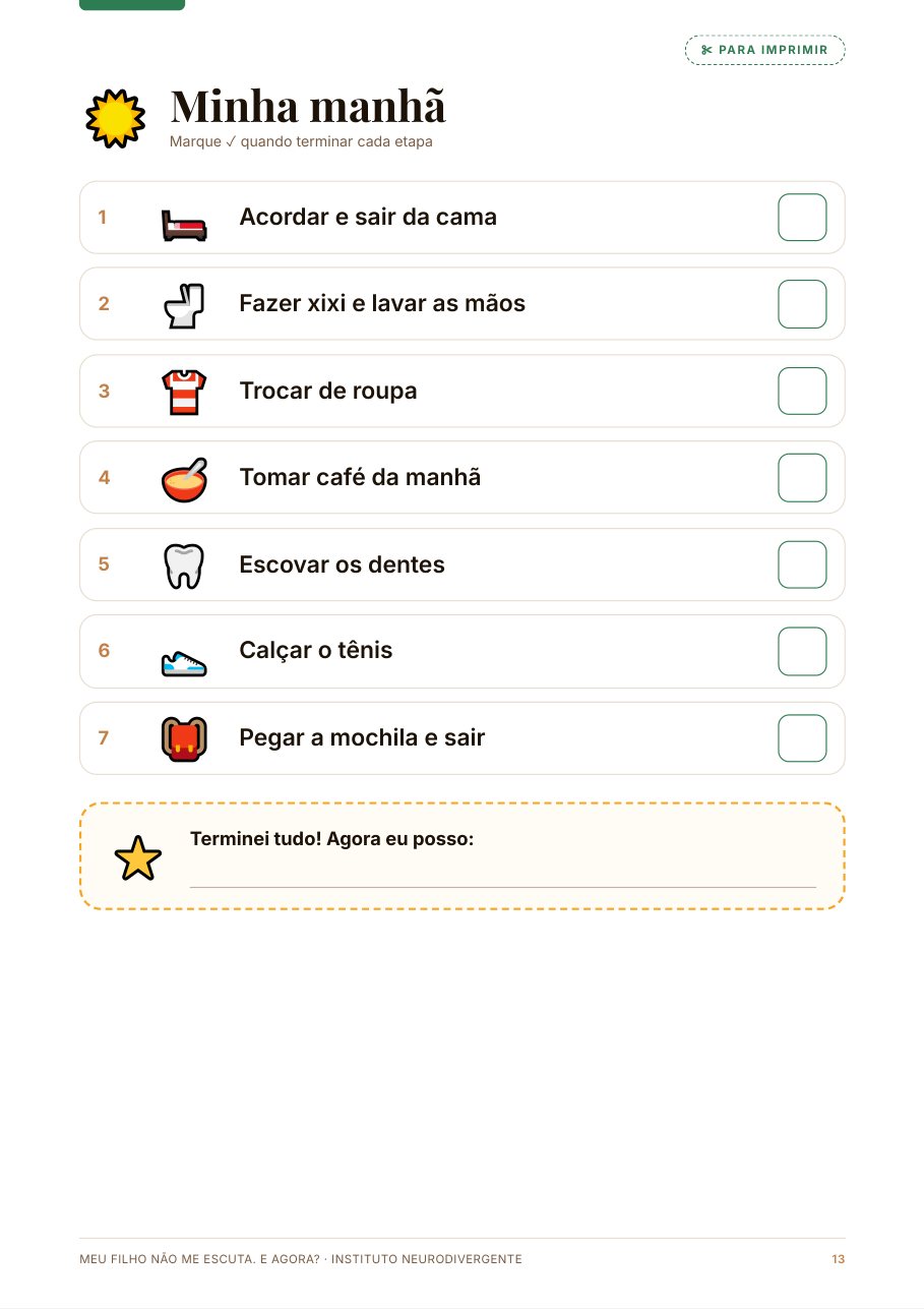 Rotina visual da manhã